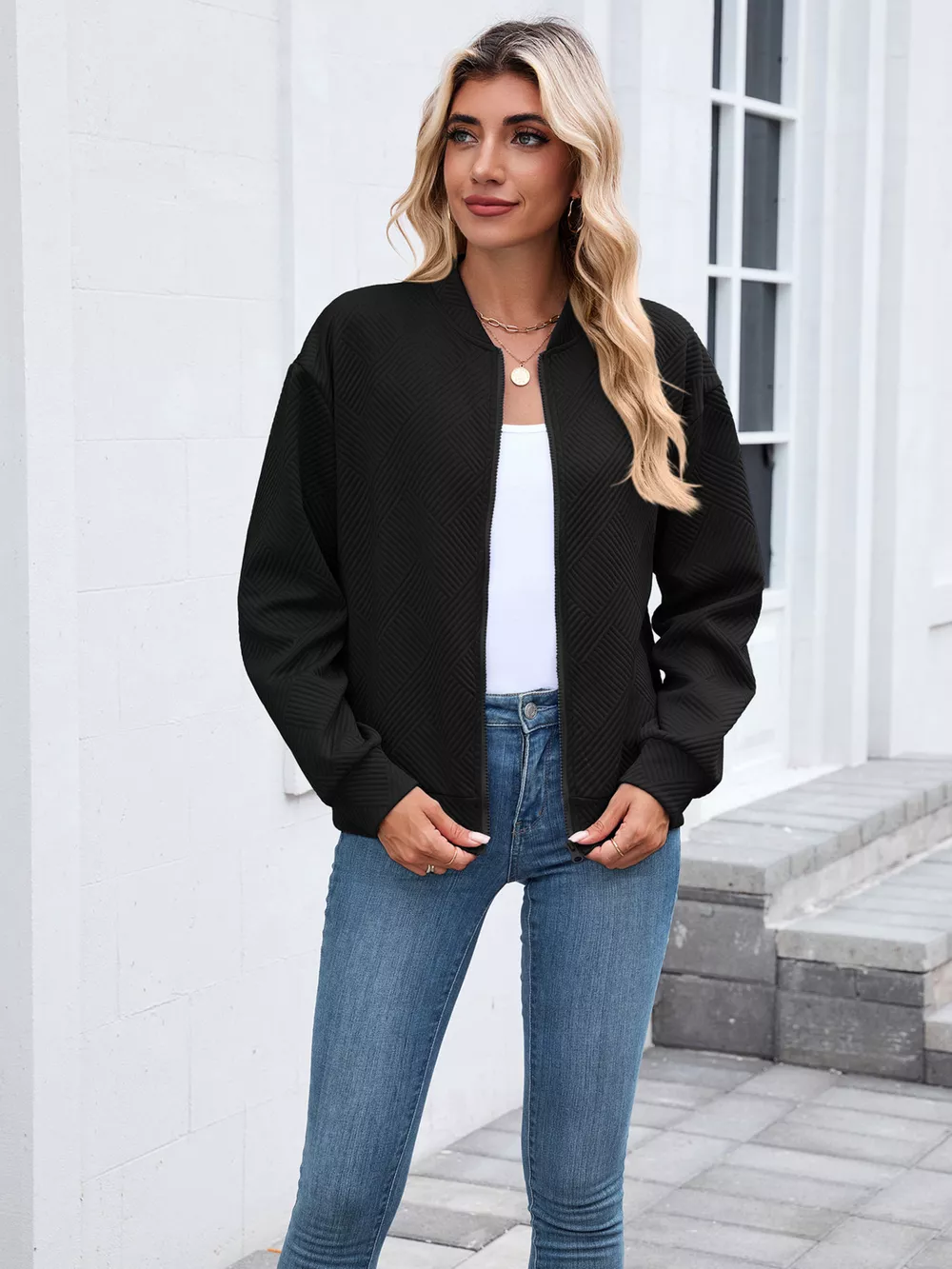 Textured Zip Up Jacket, image 14