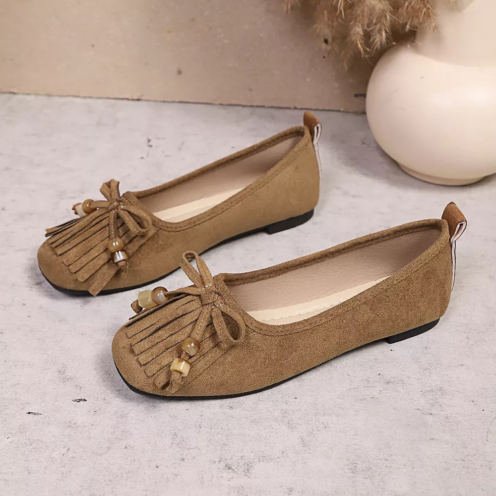 Suede Fringe Slip-Ons, image 7