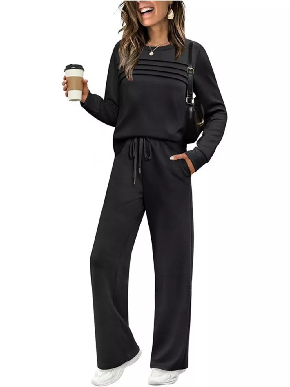 Full Size Long Sleeve Round Neck Top and Pants Set Plus Size, image 24