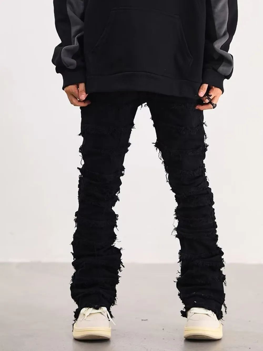 Men's Plus Size Slim Fit Frayed Hem Jeans, image 2