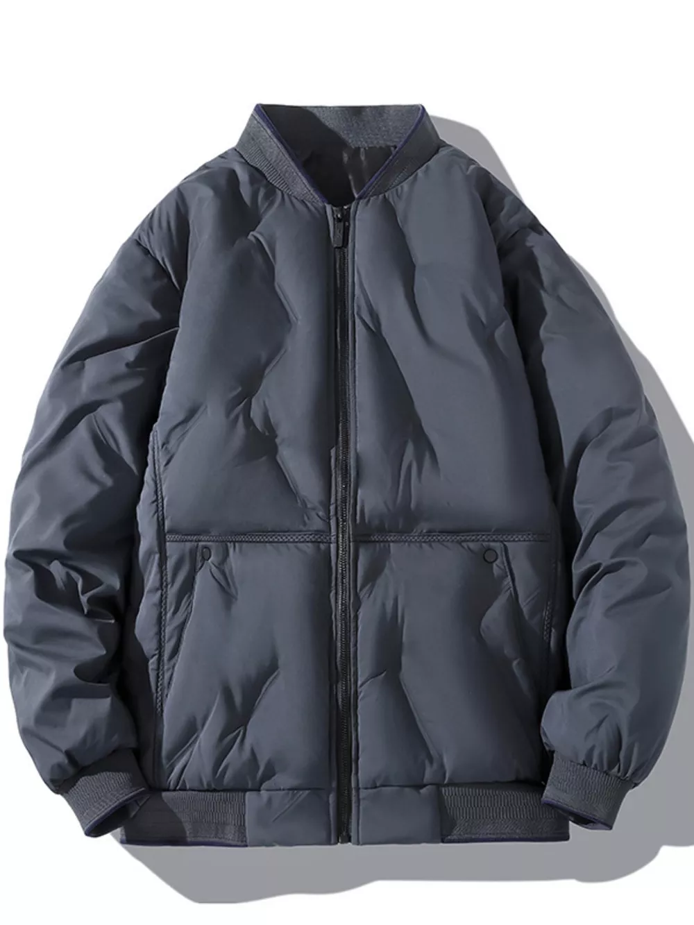 Men's Plus Size Padded Zip Up Bomber Jacket, image 4