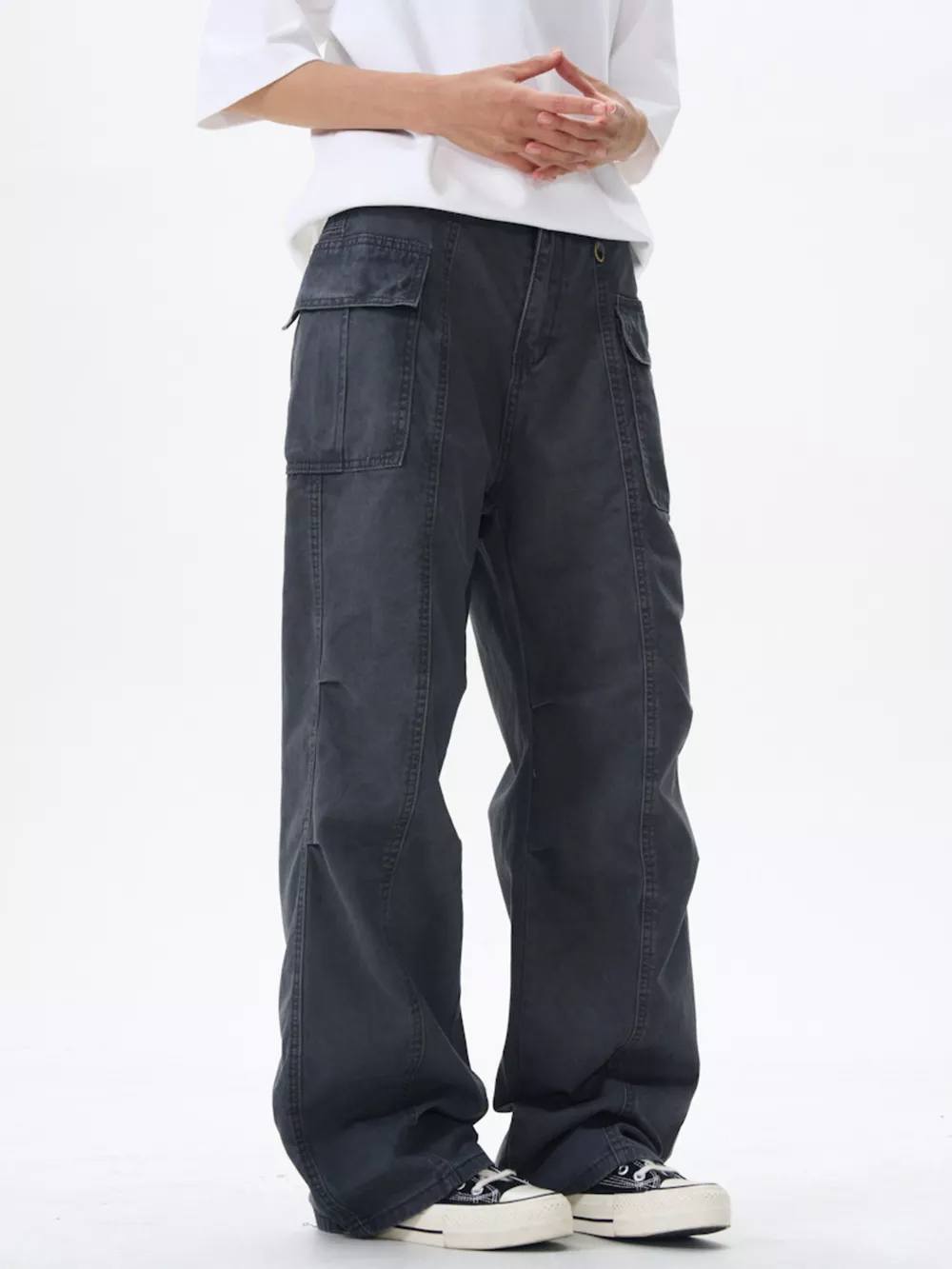Men's Wide Leg Cargo Pants, image 5