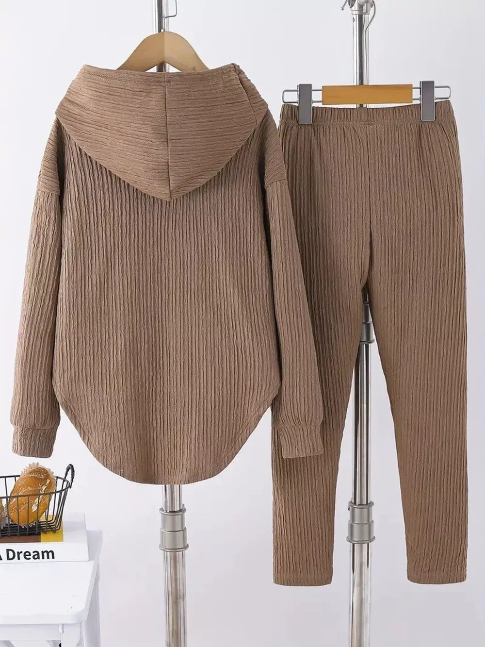 Textured Long Sleeve Hoodie and Pants Set, image 17