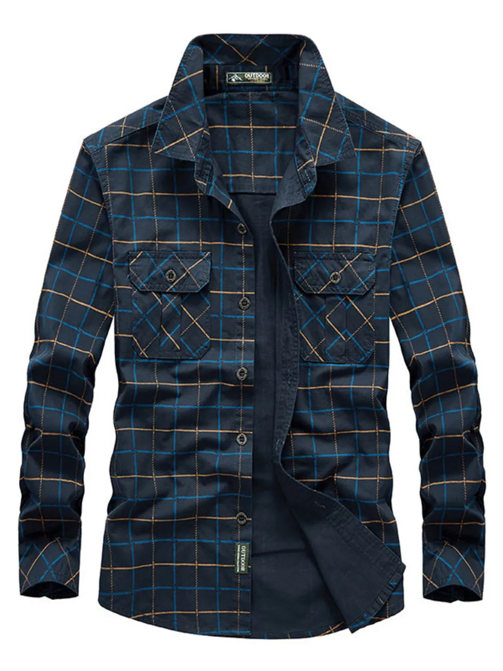 Men's Plus Size Casual Plaid Long Sleeve Shirt, image 5