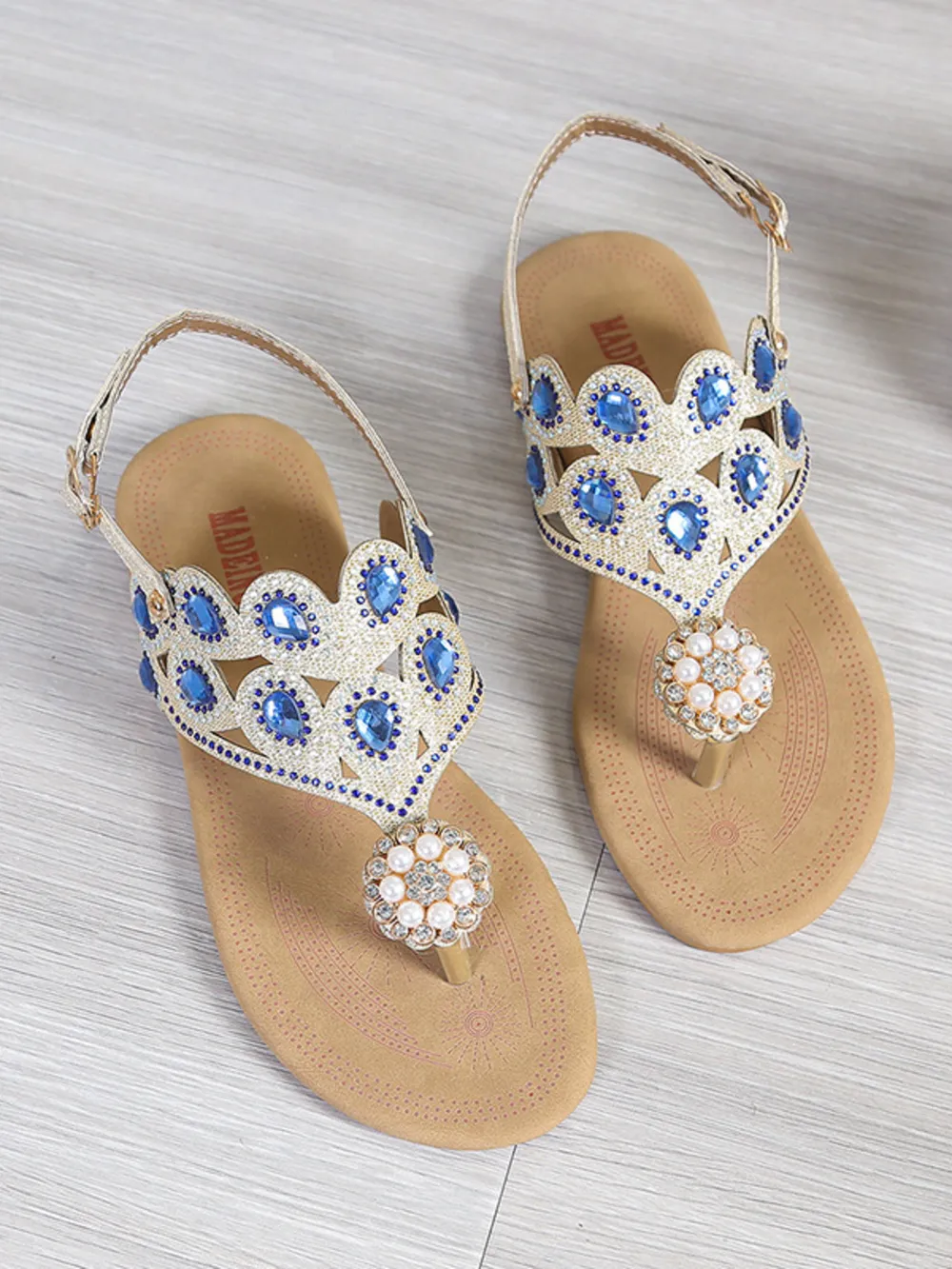 Rhinestone Embellished Flat Sandals, image 2