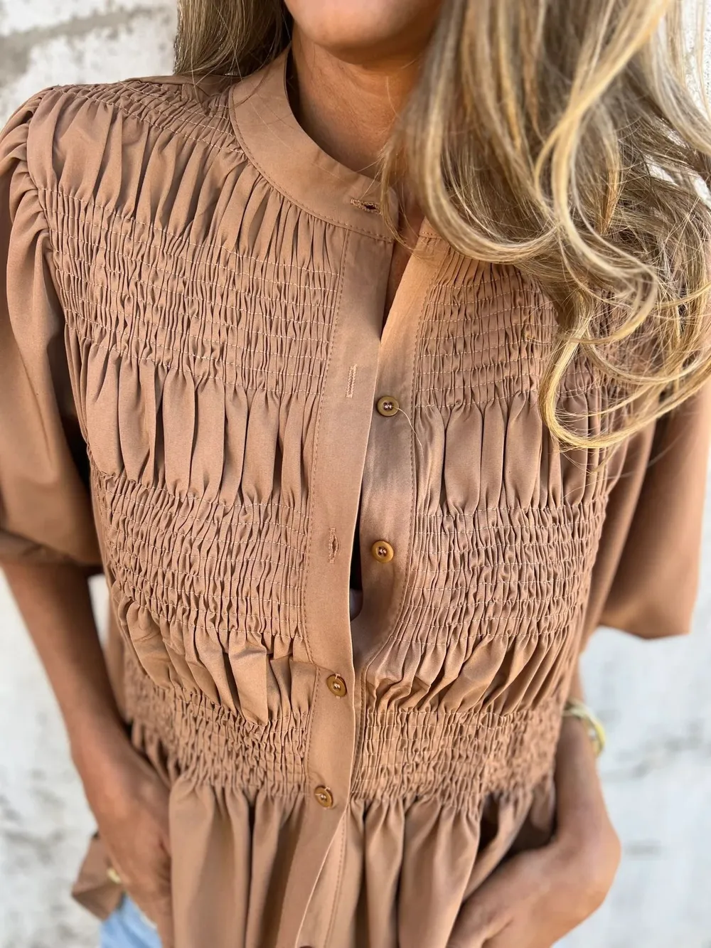 Full Size Smocked Puff Sleeve Blouse Plus Size, image 18