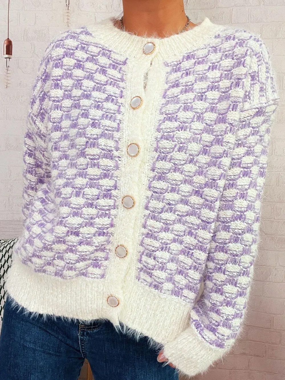 Fluffy Textured Button-Up Cardigan, image 15
