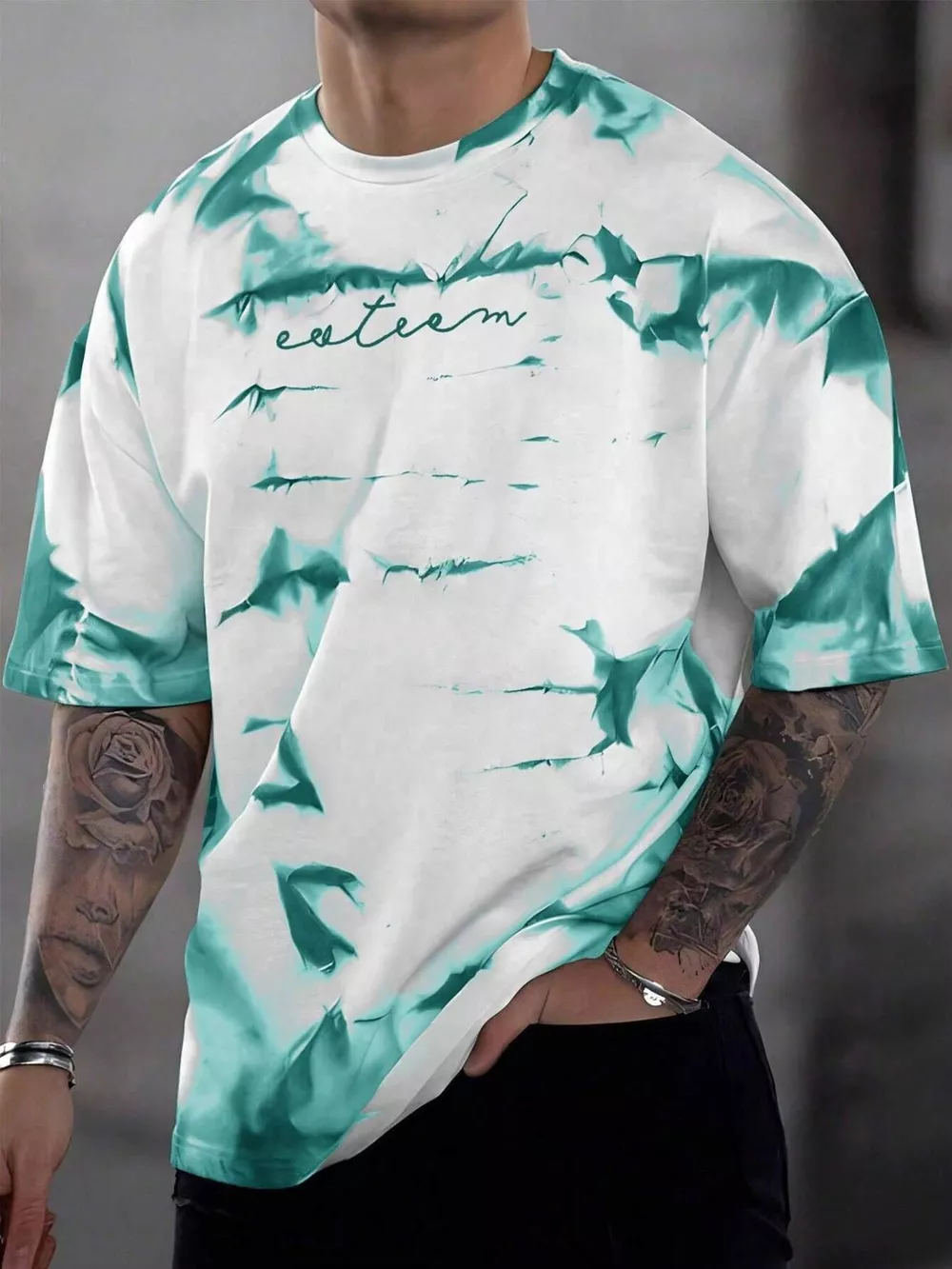 Men's Full Size Tie-Dye Round Neck T-Shirt Plus Size, image 7