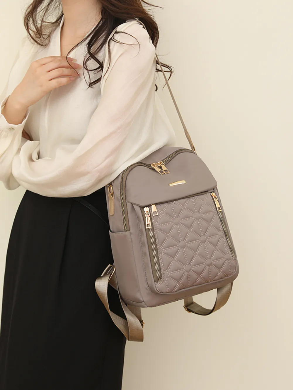 Quilted Oxford Cloth Backpack Bag, image 6