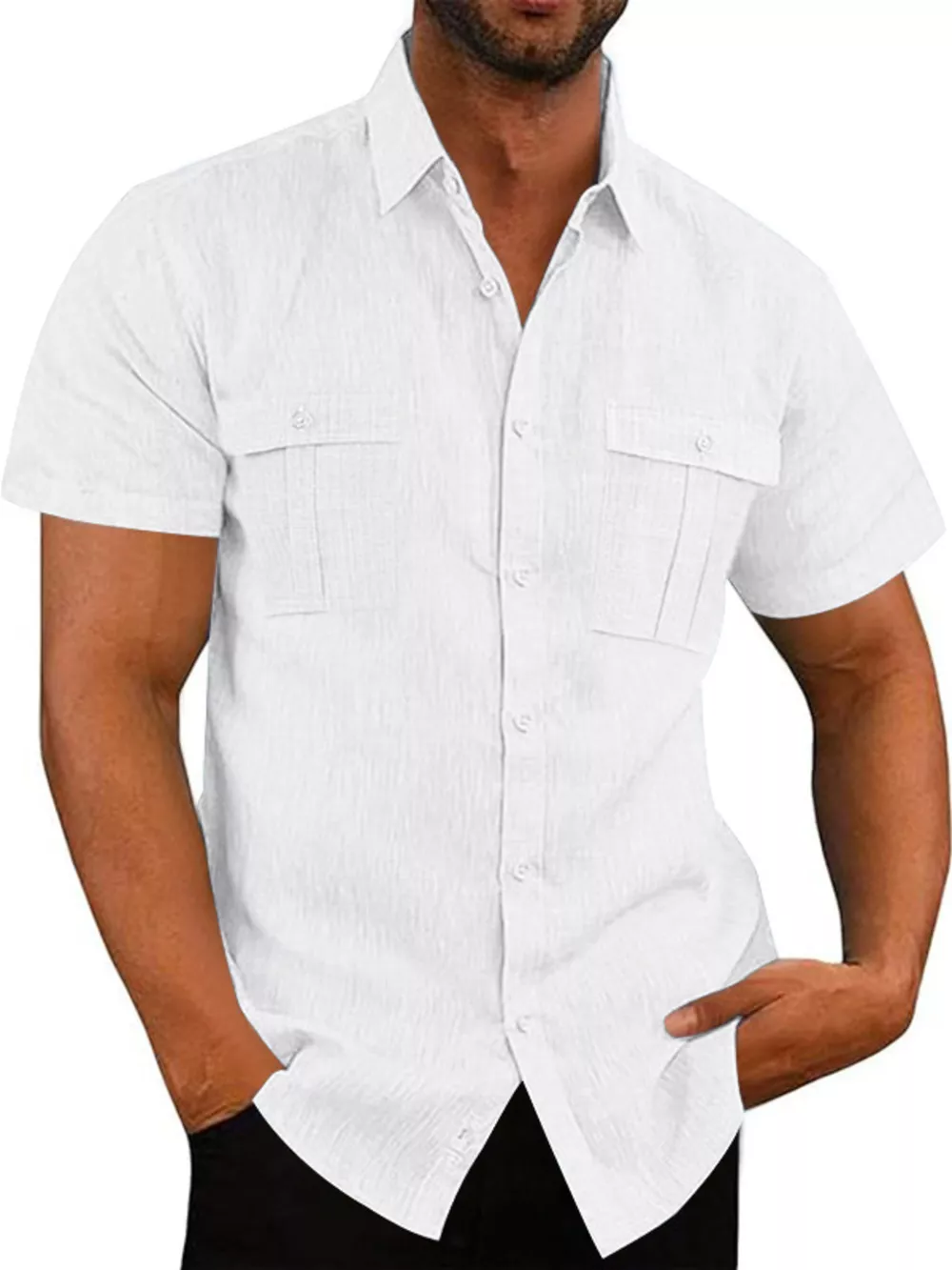 Men's Full Size Short Sleeve Shirt with Pockets Plus Size, image 15