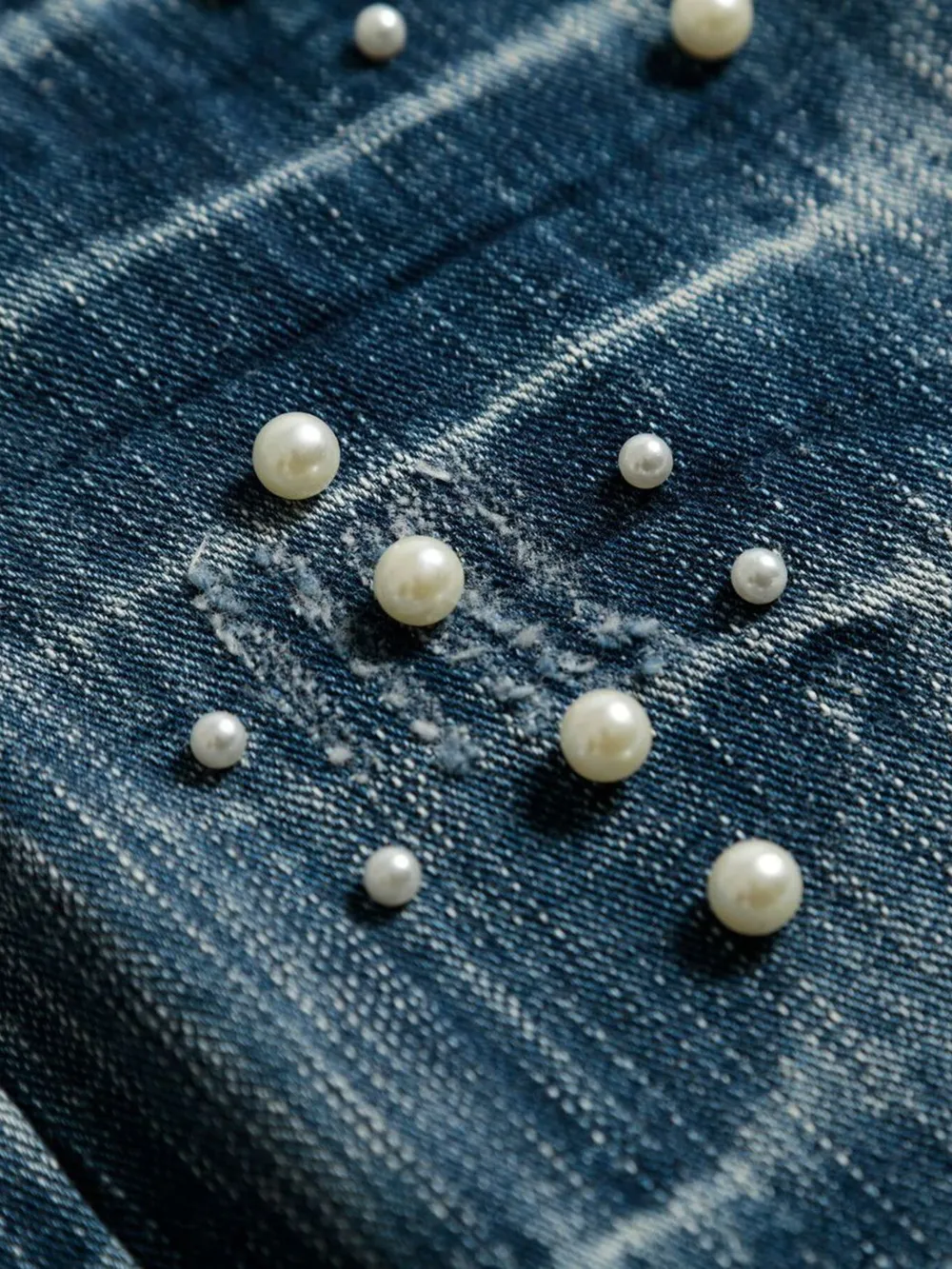Men's Vintage Wide Leg Pearl Detail Jeans, image 9