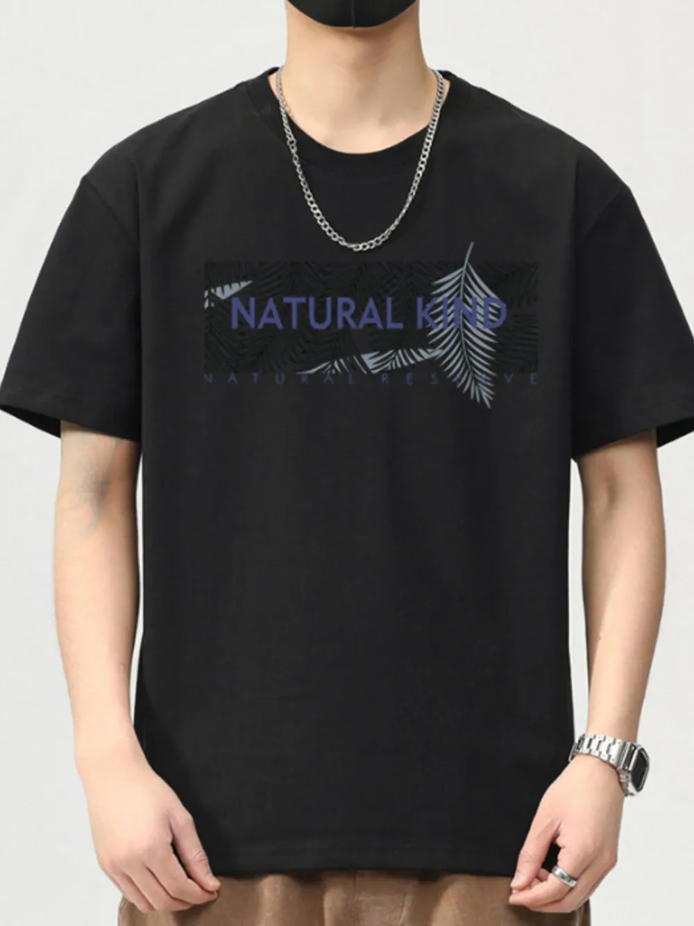Men's Plus Size Letter Round Neck Short Sleeve T-Shirt