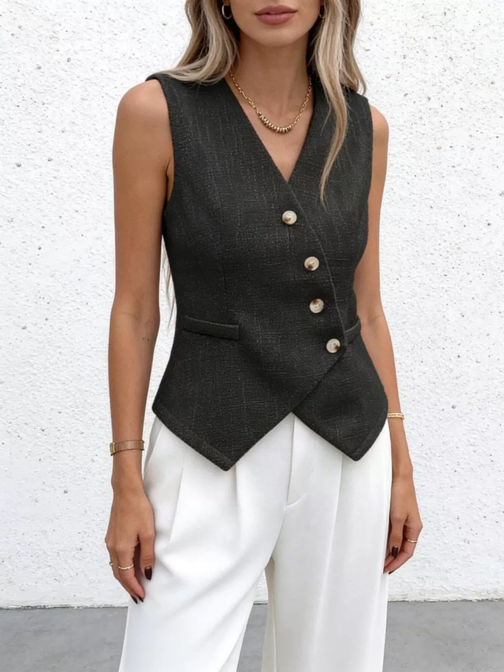 Asymmetrical Button-Down Vest, image 3