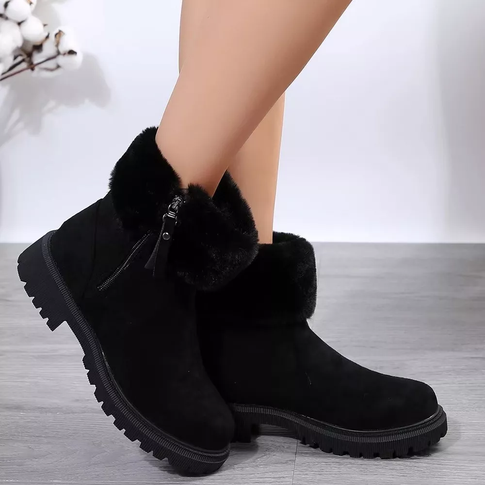 Side Zipper Fuzzy Boots, image 5