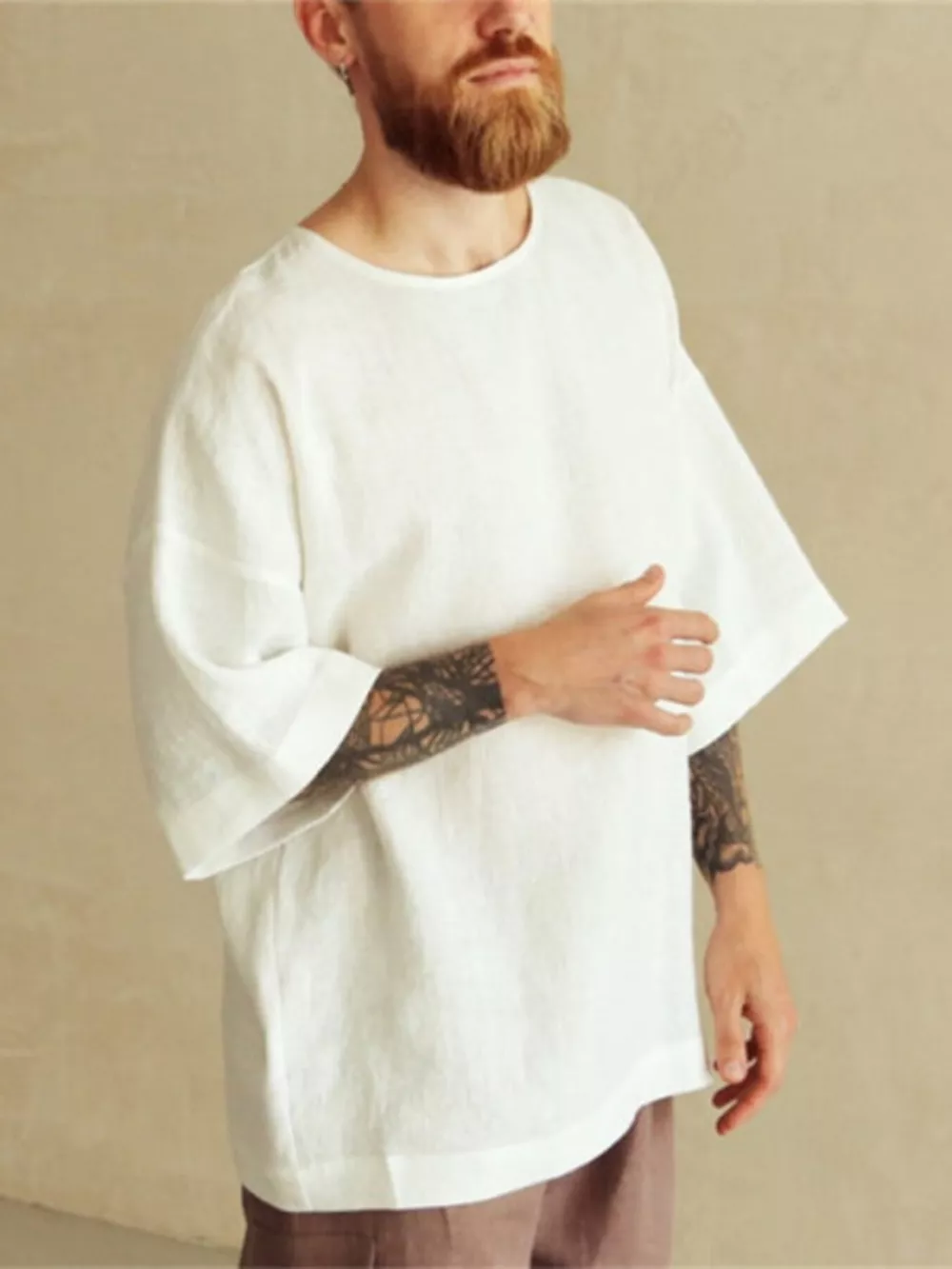 Men's Full Size Loose Fit Round Neck T-Shirt Plus Size, image 2
