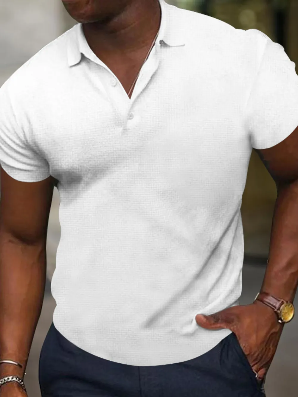 Men's Full Size Texture Short Sleeve Polo Plus Size, image 8