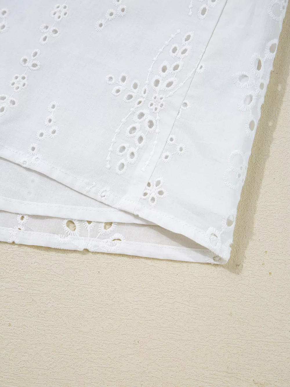 Eyelet Embroidered Smocked Cuff Sheer Blouse, image 10