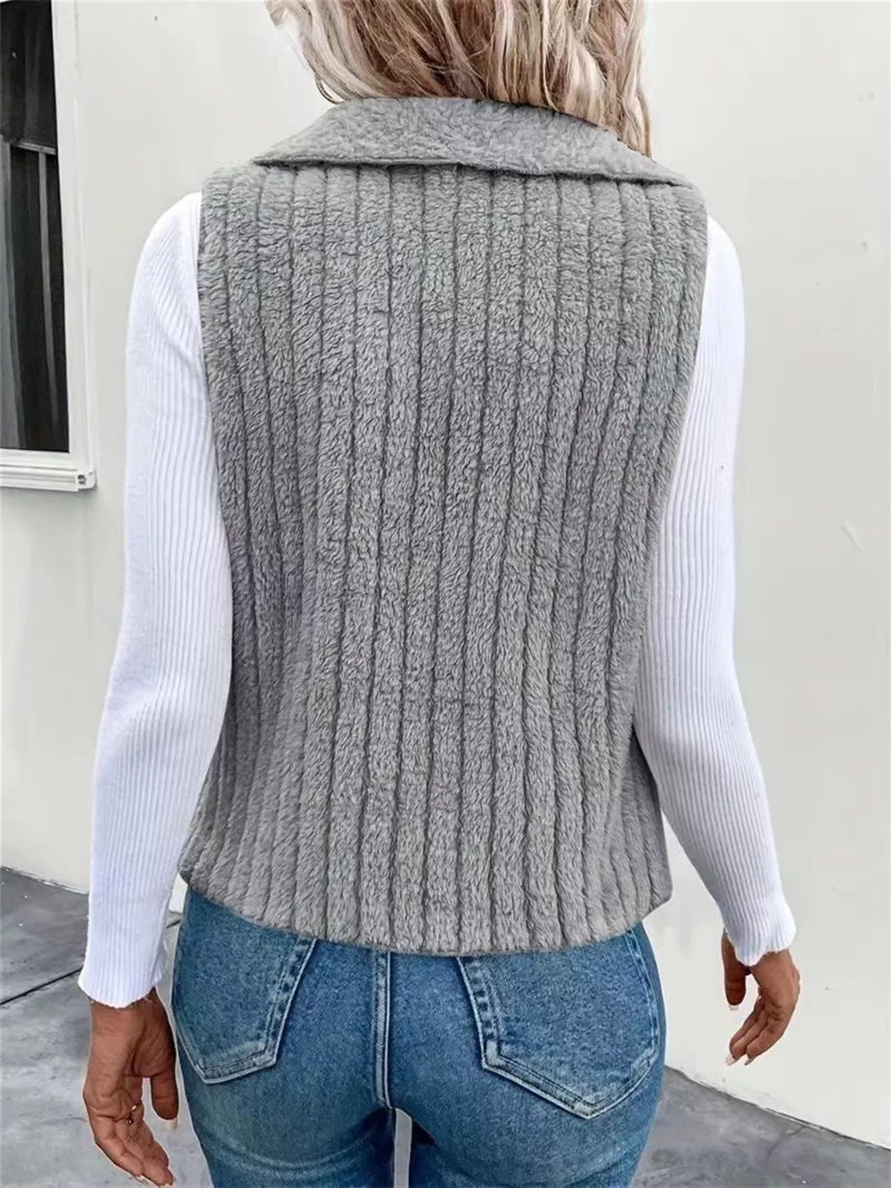 Cozy Fleece Open Front Vest Coat, image 18