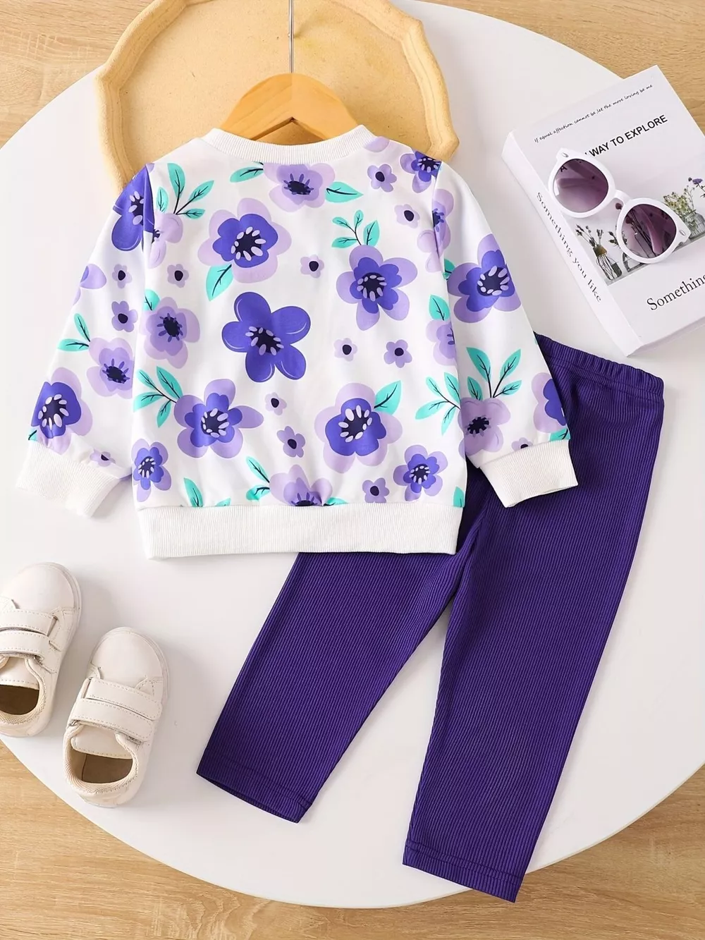 Children's Floral Print Long Sleeve Top & Pants Set, image 5