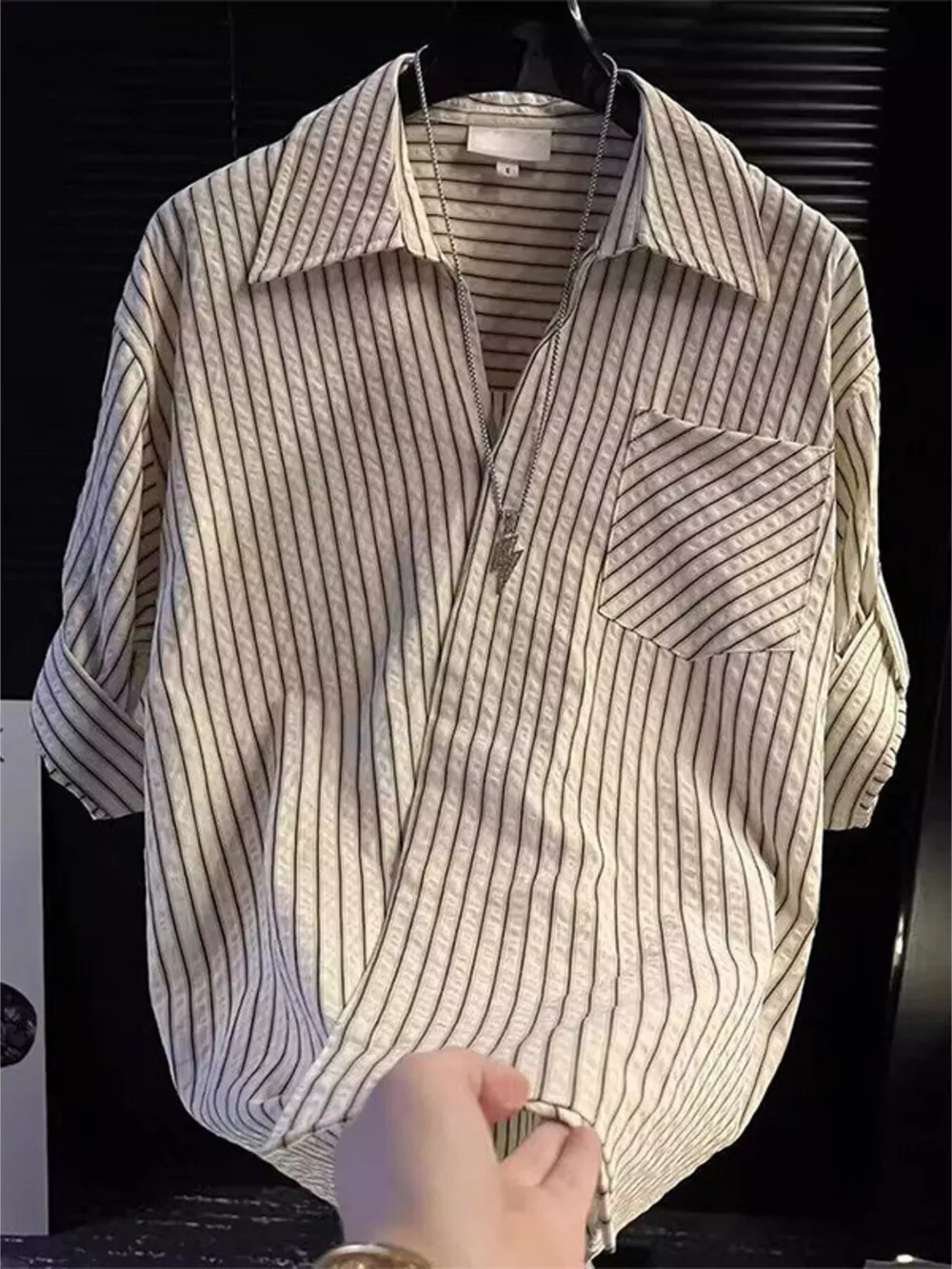 Men's Striped Roll-Up Sleeve Shirt