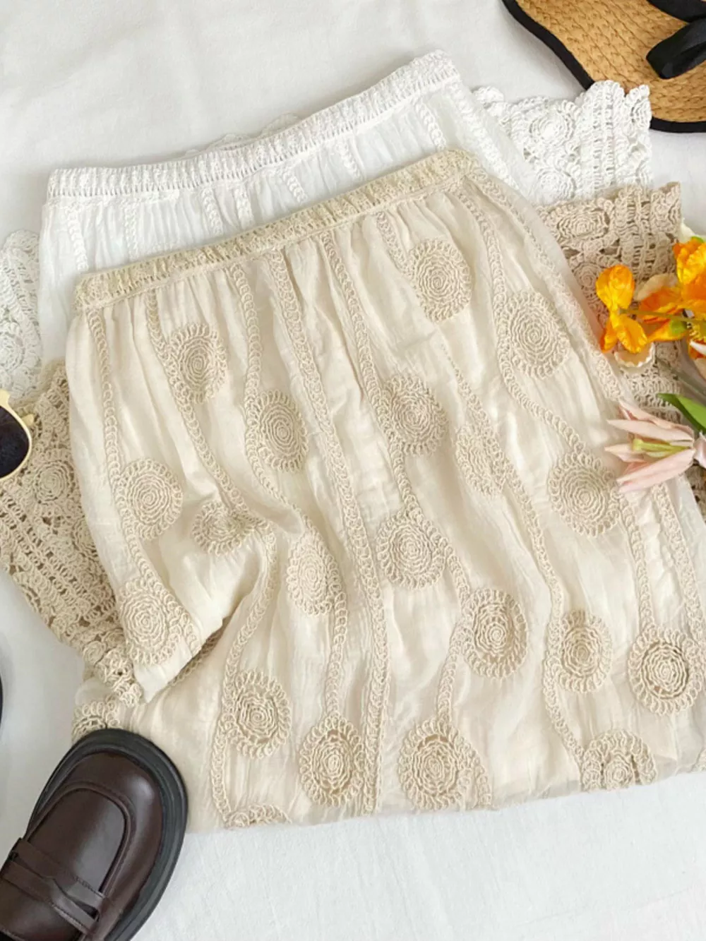 Lace Elastic Waist Midi Skirt, image 13