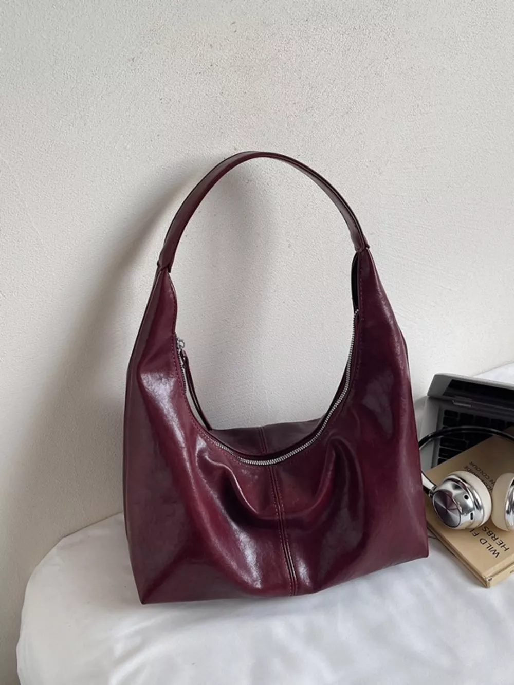 PU Leather Hobo Shoulder Bag, image 9
