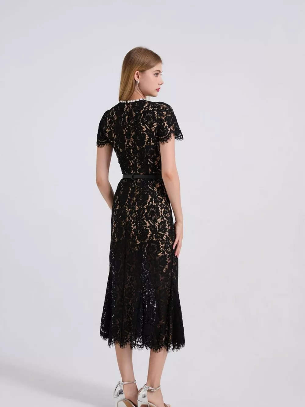 Lace Short Sleeve Mermaid Dress, image 27