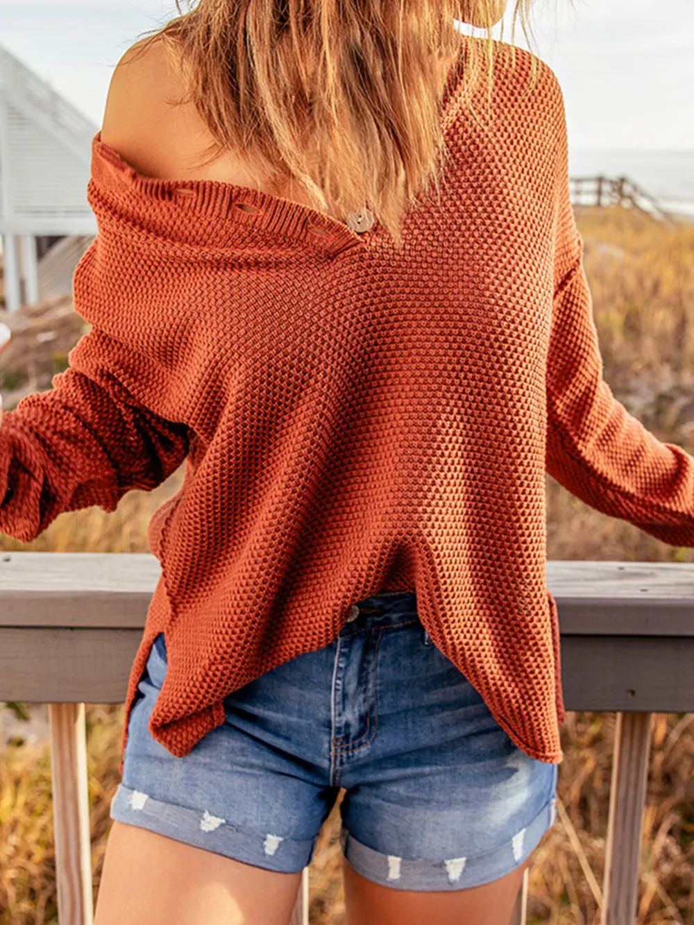 Button Detail Long Sleeve Knit Top, image 4