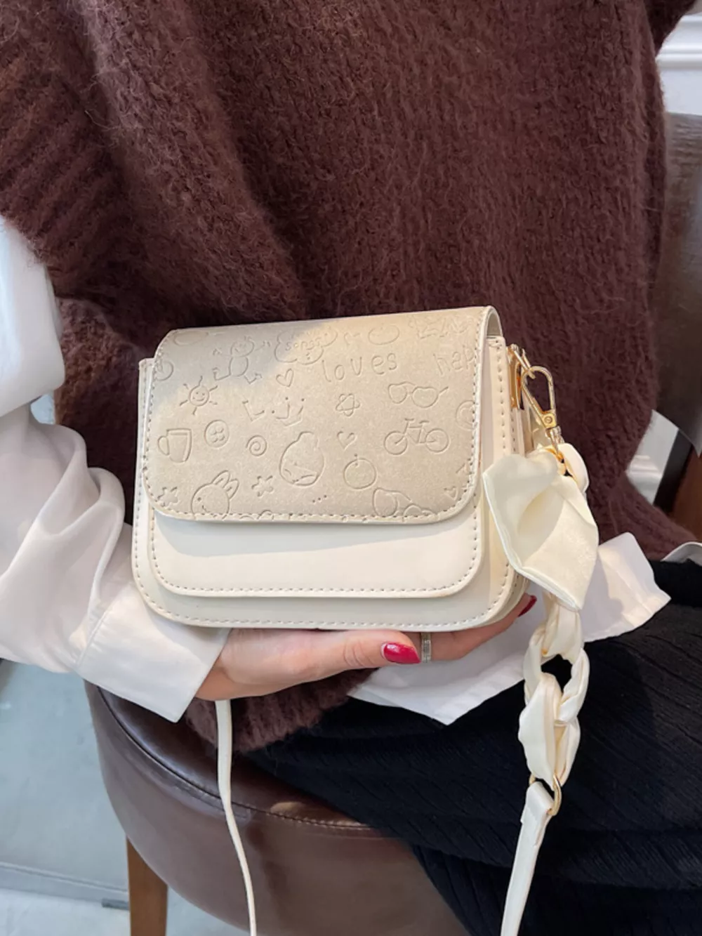 Color Block Flap Crossbody Bag, image 5