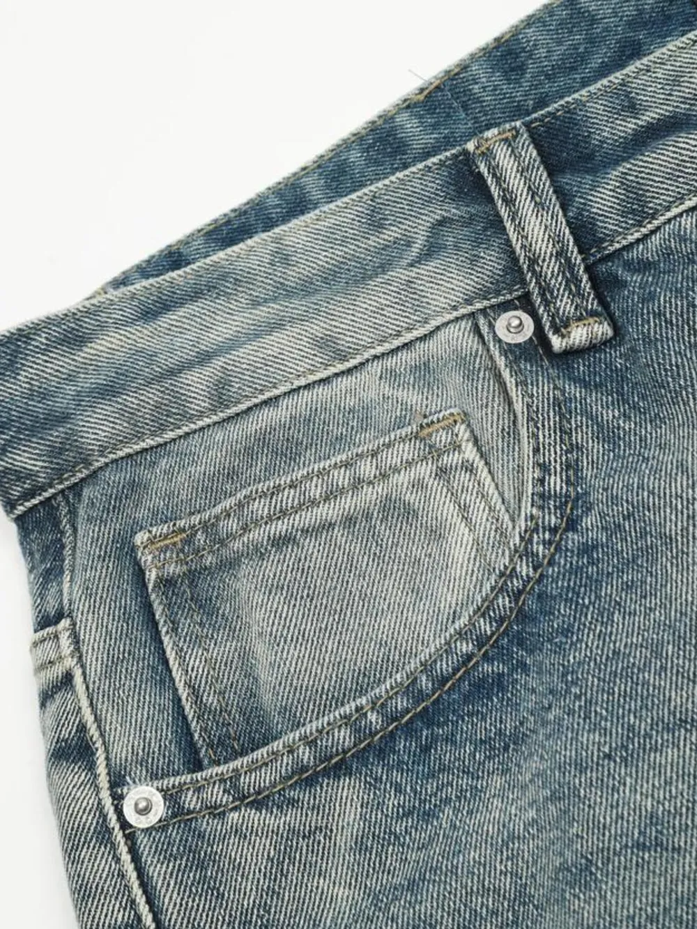 Men's Distressed Wide Leg Vintage Wash Jeans, image 10