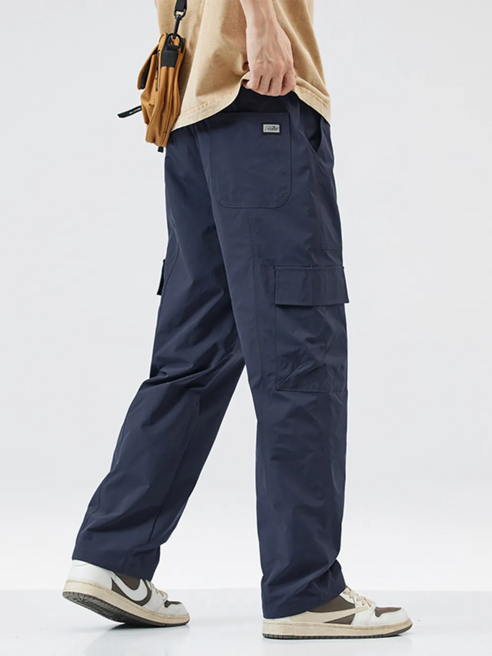Men's Full Size Relaxed Fit Cargo Pants with Drawstring Plus Size, image 4