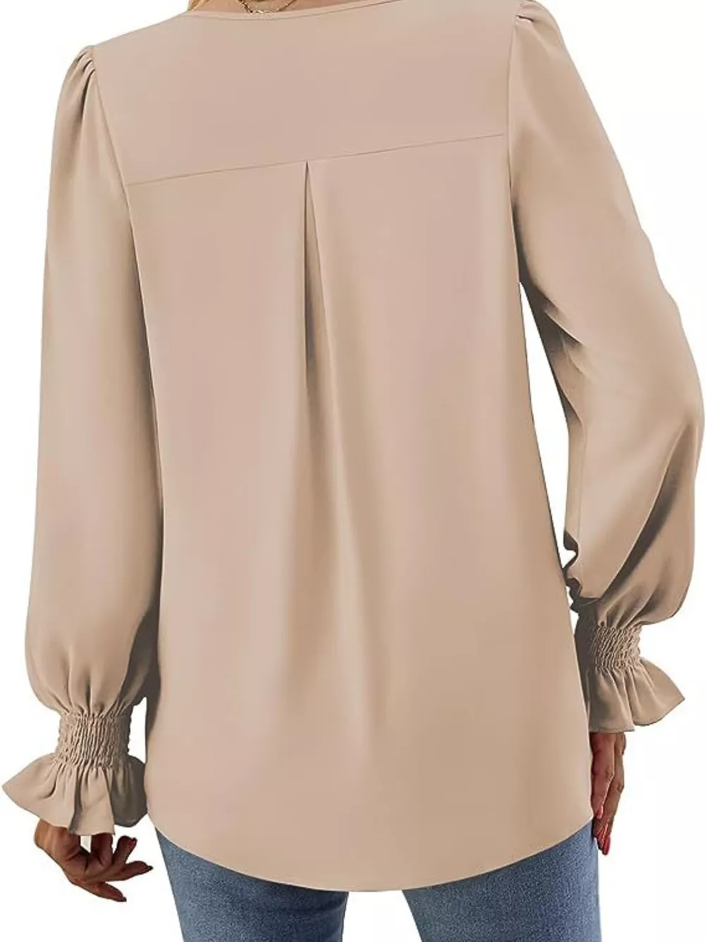 V-Neck Long Sleeve Ruffle Cuff Blouse, image 21