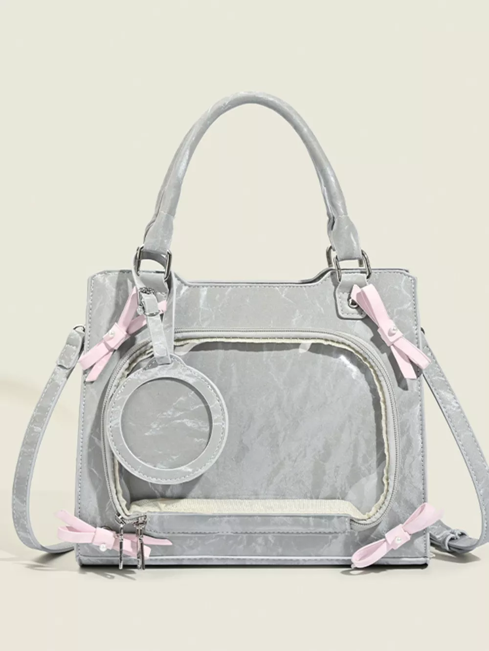 Clear Window Crossbody Bag with Bow Accents, image 4