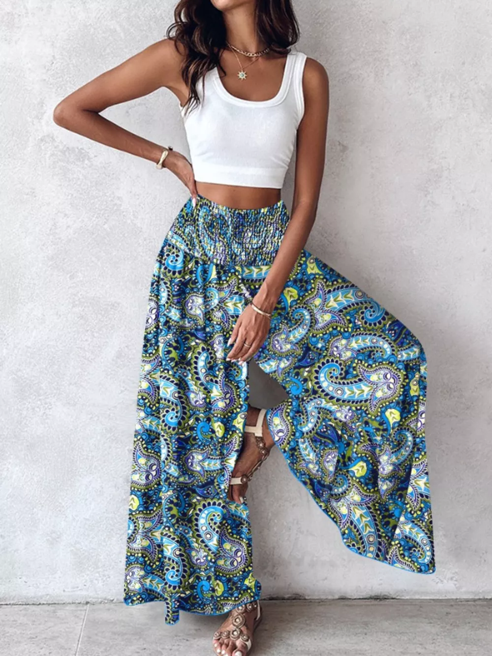 Printed Wide-Leg Pants, image 22