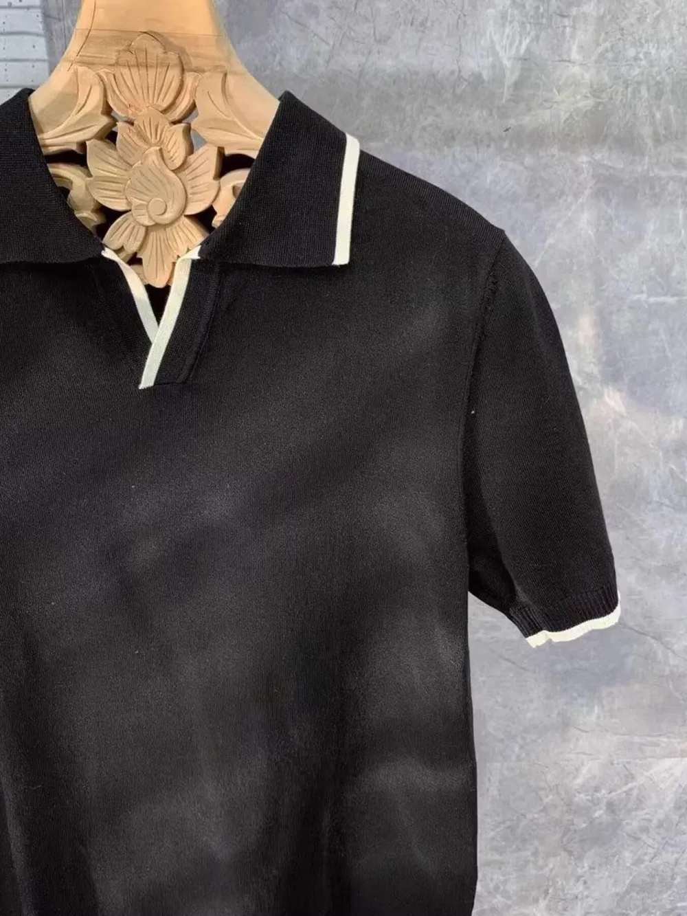 Men's Full Size Contrast Trim Short Sleeve Knit Polo Plus Size, image 2