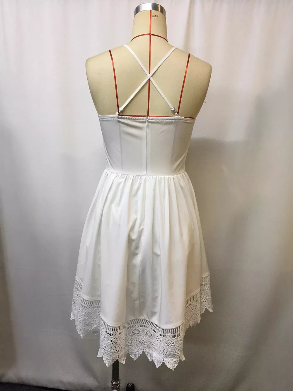 Full Size Lace Trimmed V-Neck Mini Dress Plus Size, image 4
