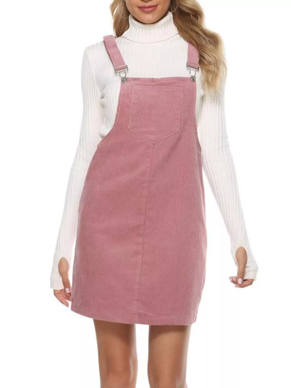 Corduroy Wide Strap Overall Dress, image 14