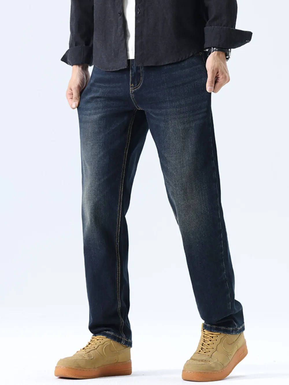 Men's Straight Leg Washed Jeans, image 8
