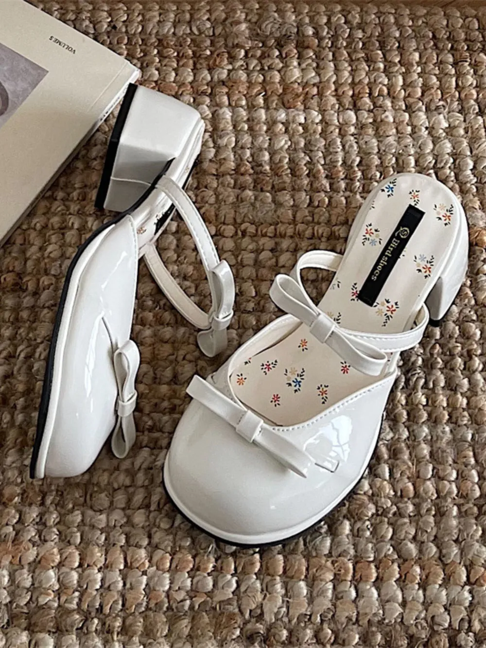 Bow Round Toe Block Heel Sandals, image 2