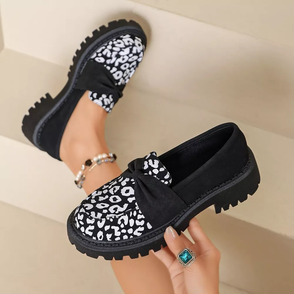 Leopard Round Toe Loafers, image 4