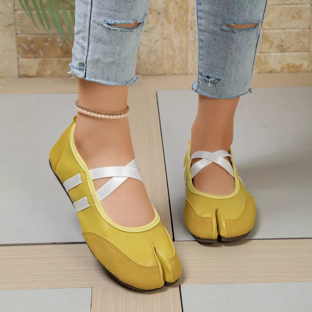 Split-Toe Tabi Ballet Sandals with Crisscross Straps, image 2