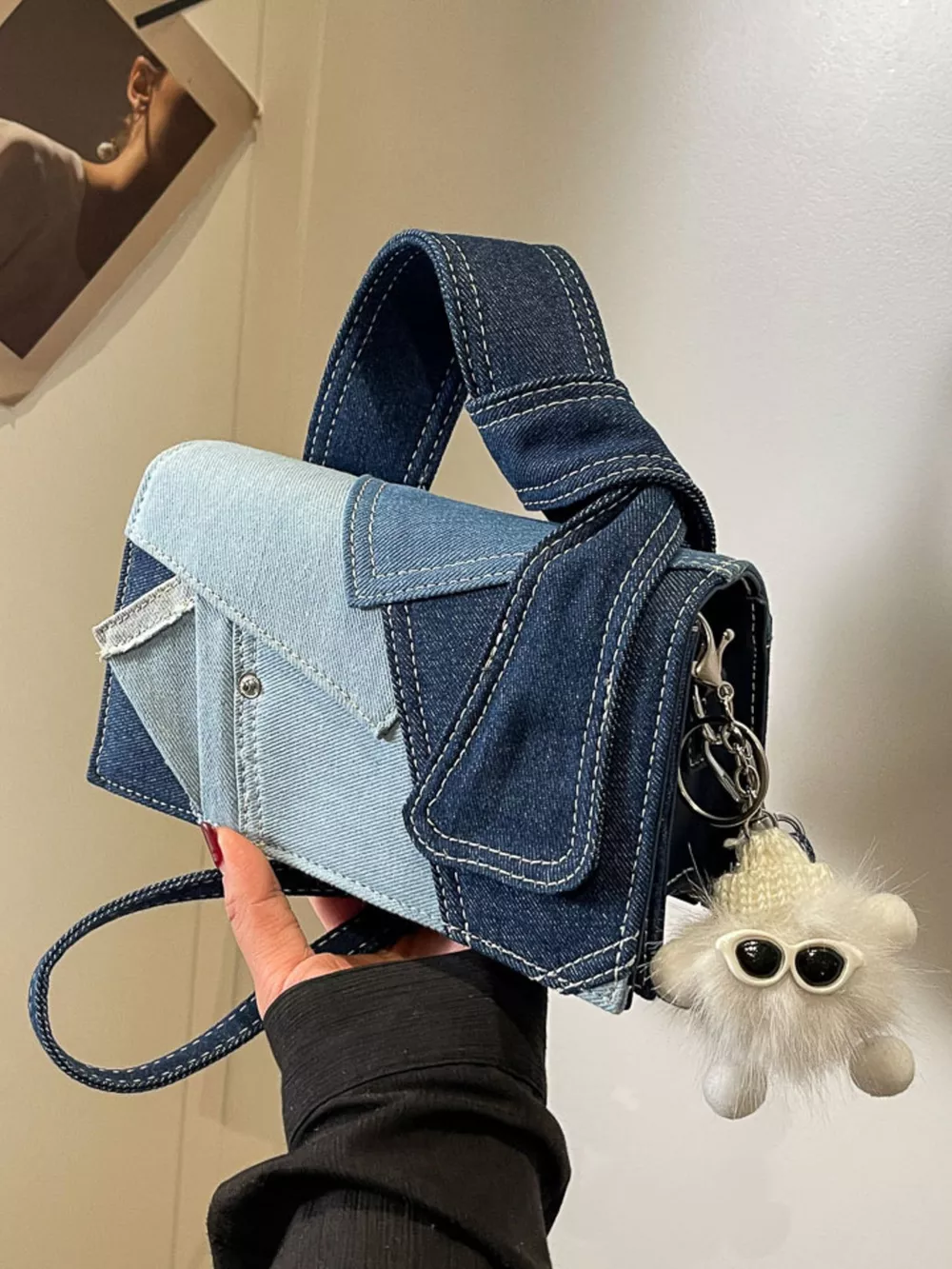 Denim Patchwork Crossbody Bag, image 3