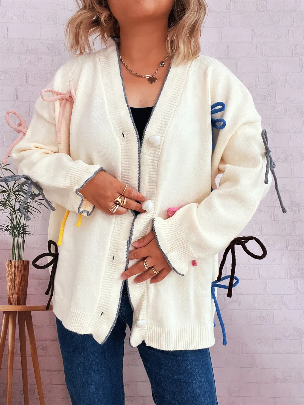 Bow Tie Button Up Cardigan, image 6