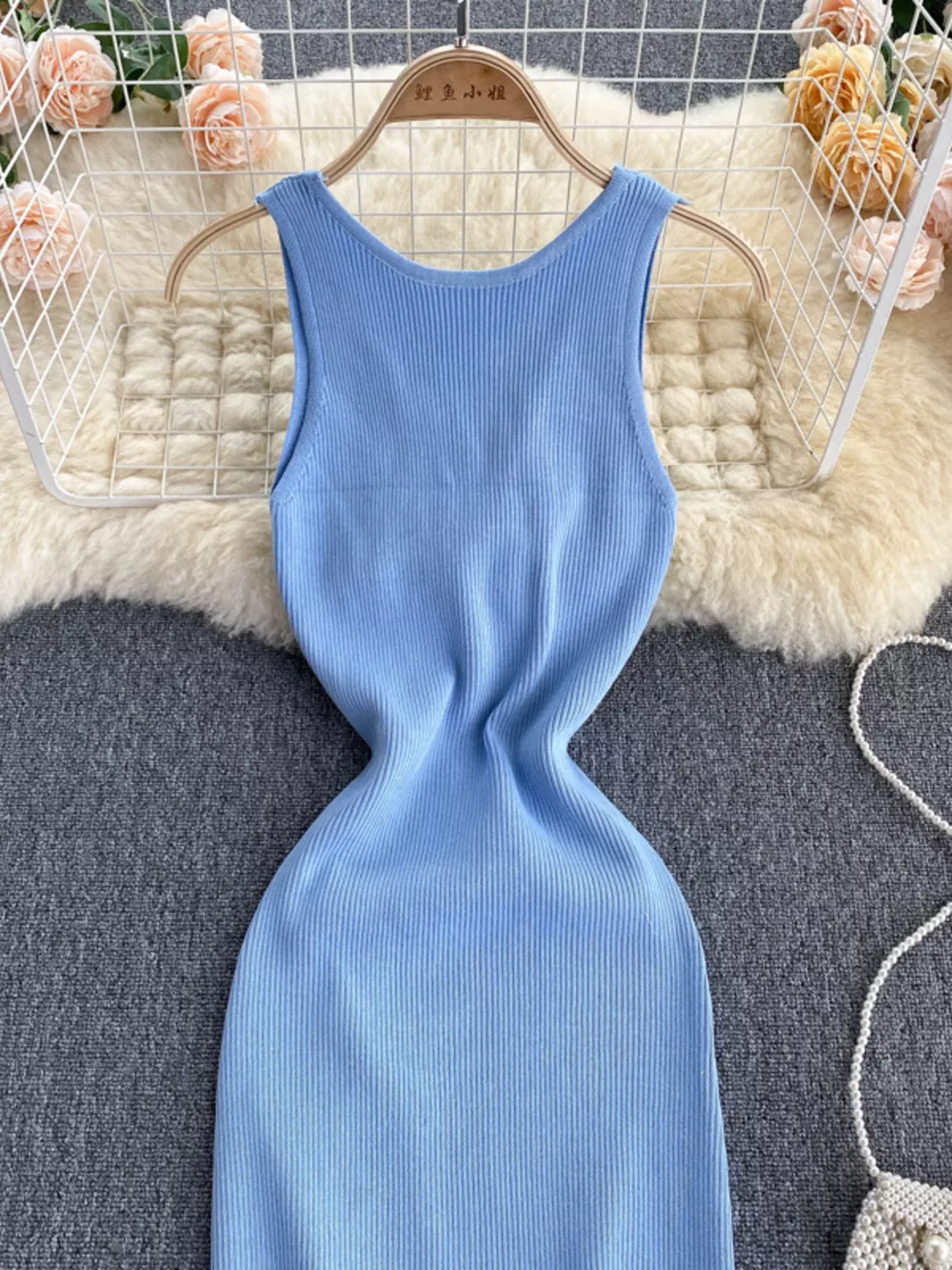 Knot Back Sleeveless Knit Bodycon Midi Dres, image 9