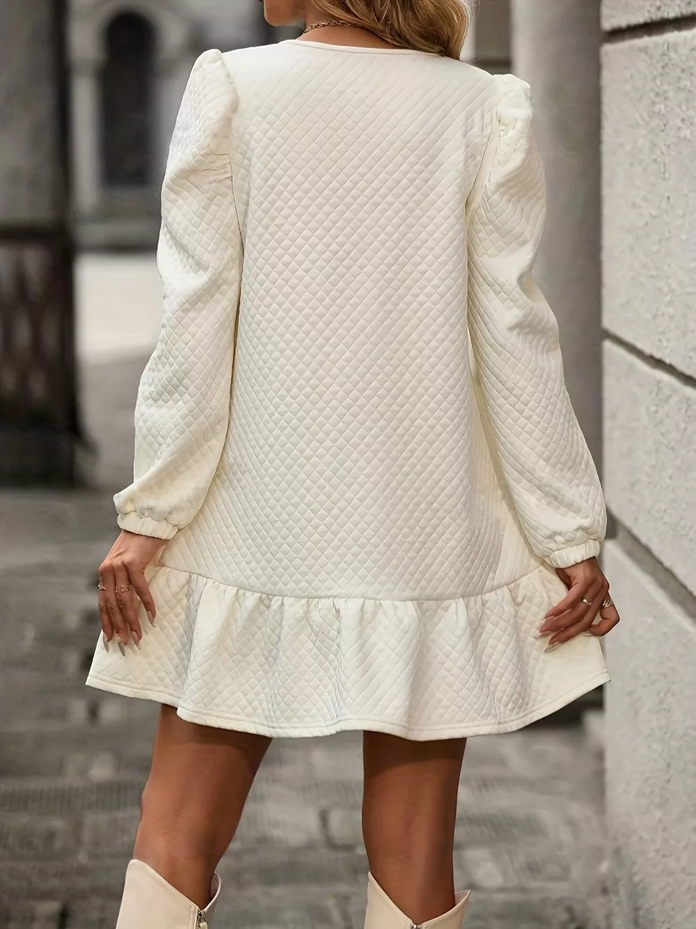 Puff Sleeve Ruffle Hem Mini Dress, image 5
