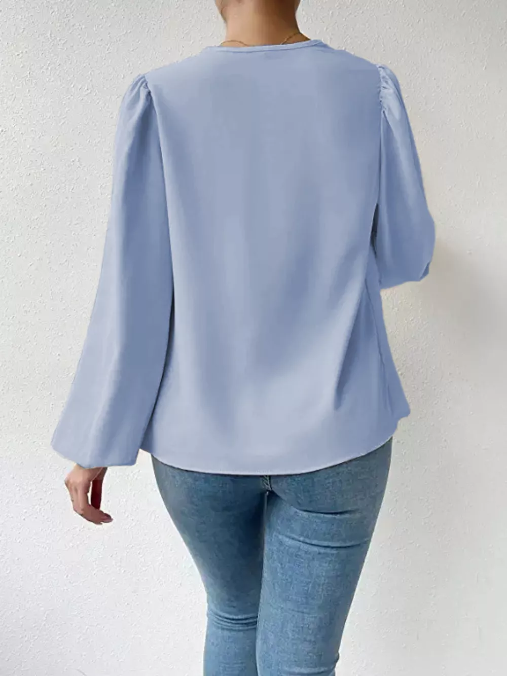 Full Size Cowl Neck Balloon Sleeve Blouse Plus Size, image 19