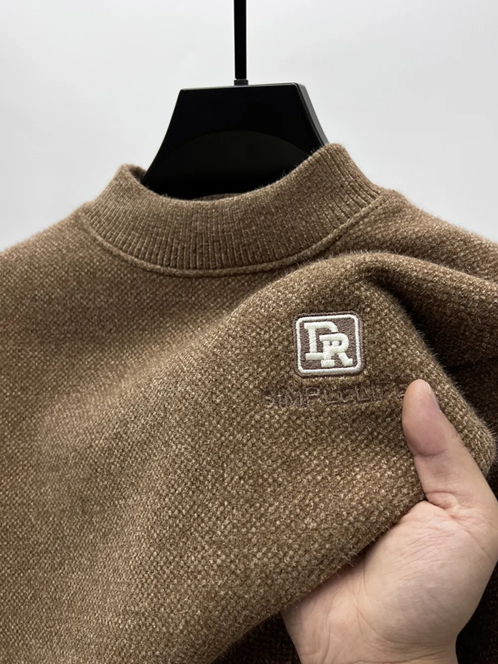 Men's Plus Size Ribbed Hem Long Sleeve Sweater, image 9