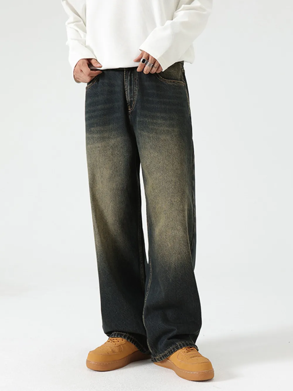 Men's Wide Leg Baggy Jeans, image 8