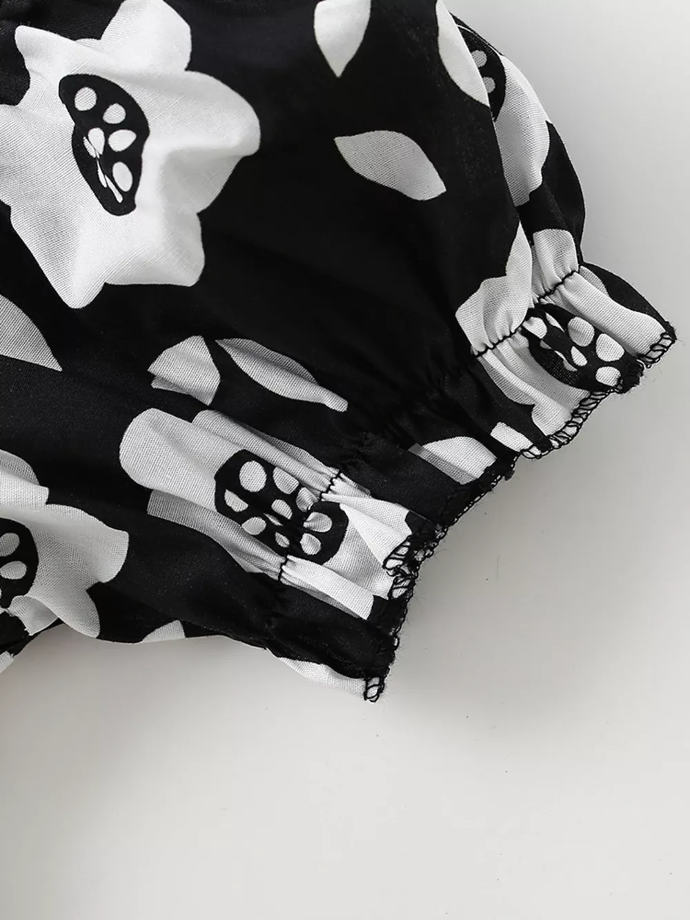 Children's Floral Print Square Neck Puff Sleeve Dress, image 5