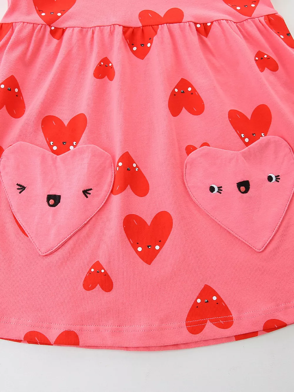 Children's Heart Print Pocket Detail Casual Dress, image 4